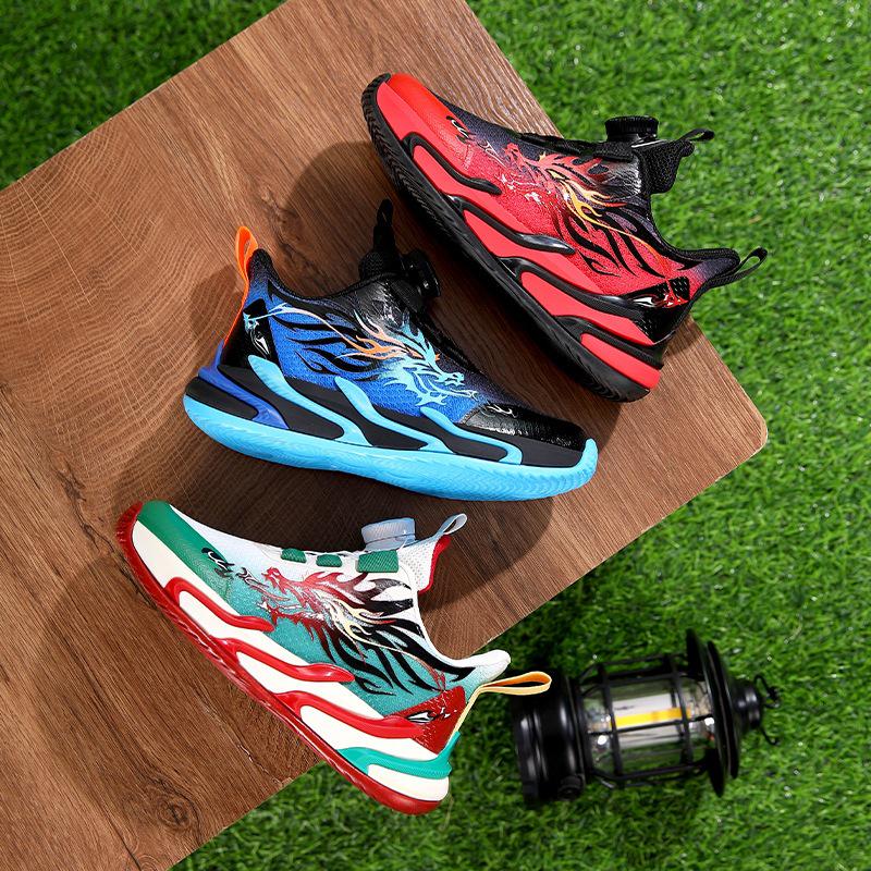 Jesień 2025 Czerwone Sportowe Buty Chłopięce z Obrotowym Zapięciem - Oddychające Buty do Biegania dla Dzieci