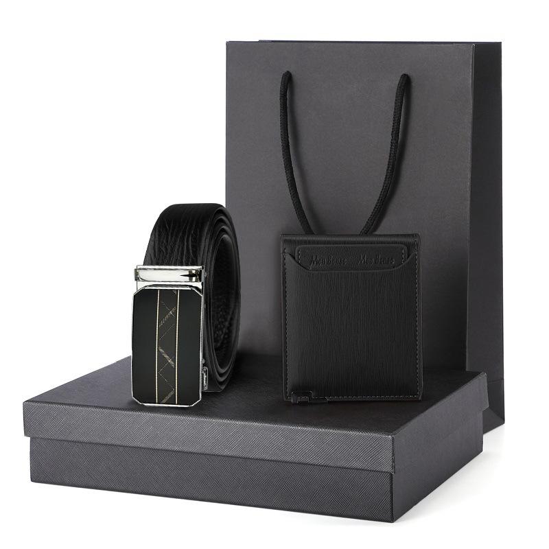 

Men s Tree Pattern Leather Belt Wallet Gift Set Gift Box Men s Business Belt 125cm