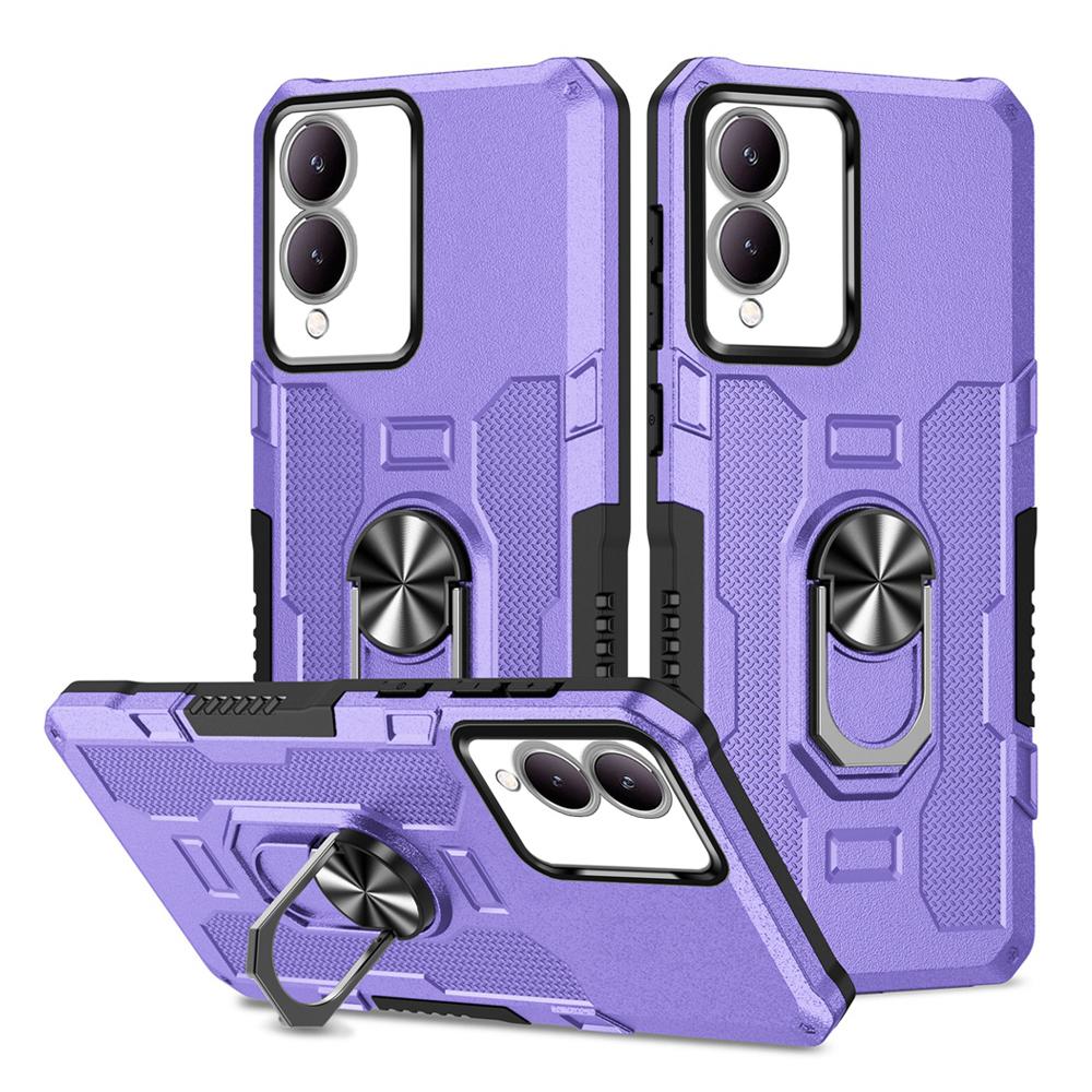 Shockproof Armor Case for VIVO Y17S Soft Silicone+PC Metal Ring Stand Phone Back Cover for VIVO Y17S