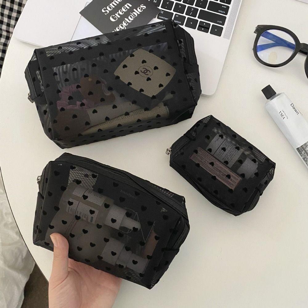 

Love Pattern Makeup Bag Mesh Washing Bag High Quality Cosmetic Bag Travel M