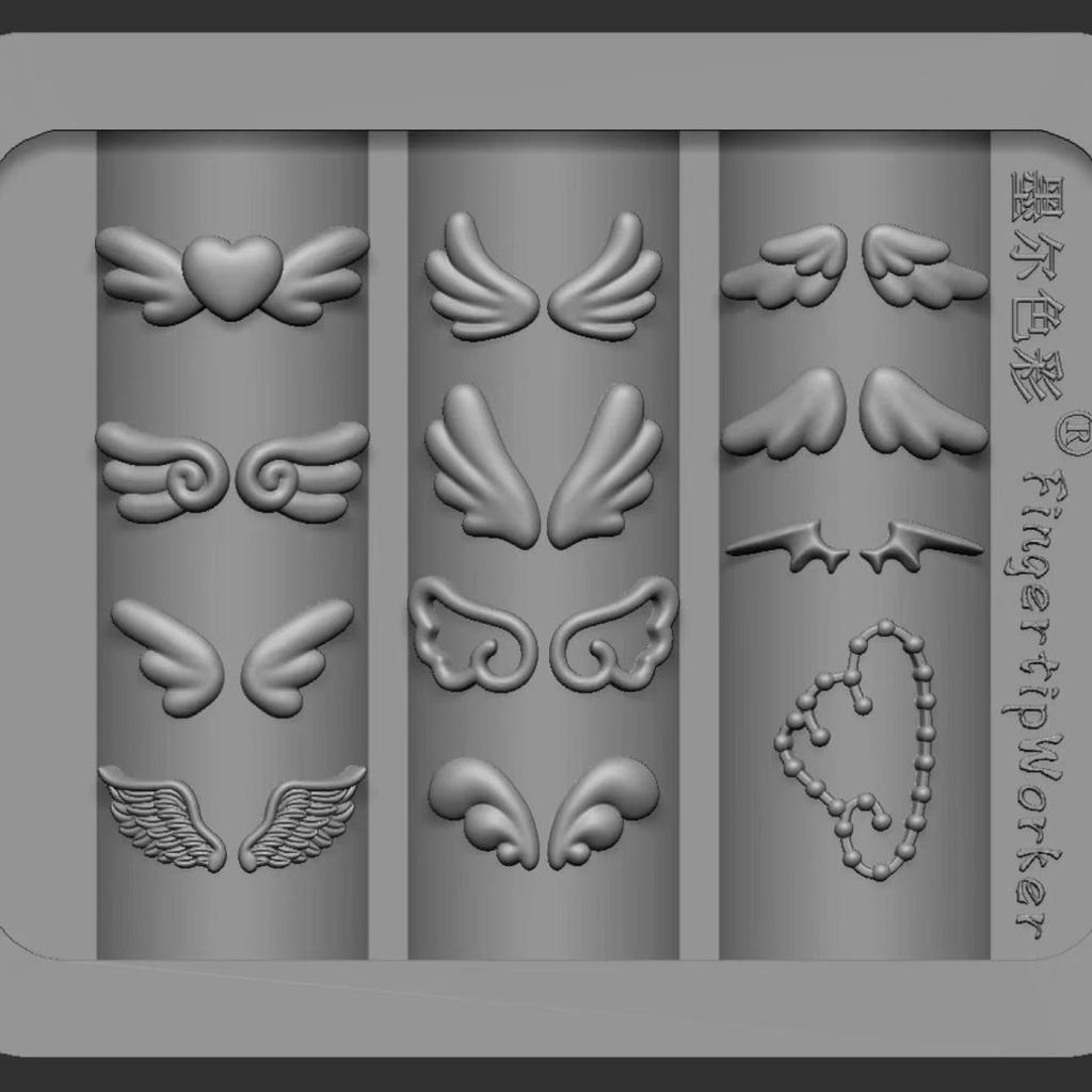 3D Silicone Nail Art Mold Rose Flower Bow Wing Retro Relief Pattern Design Diy Nail Templates Manicure Design Tool