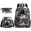 Poppyplaytime Mostro Salsiccia Stampa Zaino Scolastico Astuccio a Tre Pezzi Borsa a Tracolla Zaino