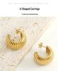 18k Gold Stainless Steel Geometric U-Shaped Earrings for Women