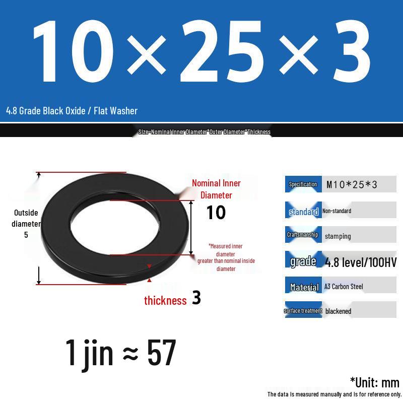 Blackened Enlarged Thickened Metal Washer - M3-M42