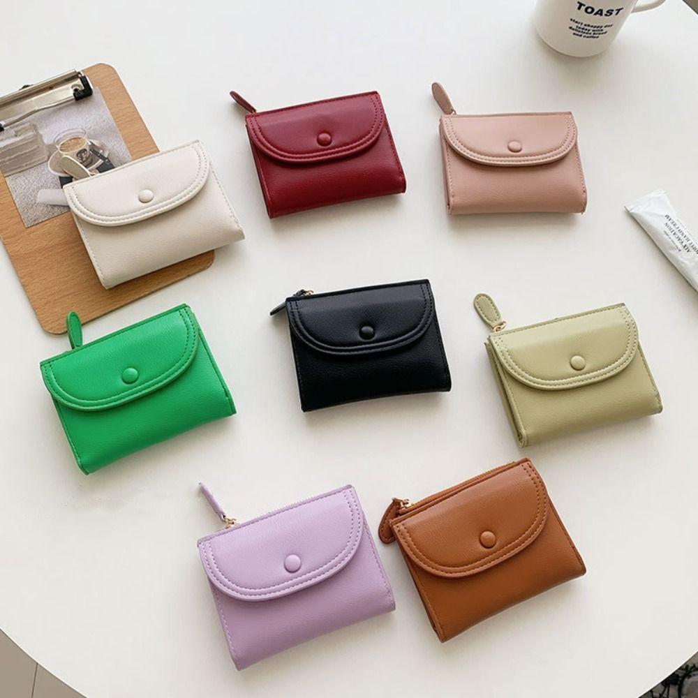 Purse Short Wallet Korean Style Card Bag Casual Solid Color Card Holder Men