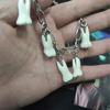 Trendy Gothic Style Hand Chain Ti Steel Bracelet Wrist Chain With Resin Teeth Pendant Perfect For Daily Wear
