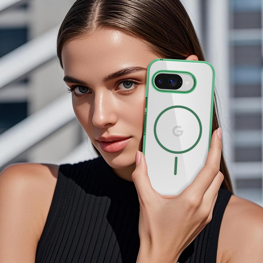 Pro Google Pixel 9a Magnetické pouzdro Kompatibilní s MagSafe TPU PC Průhledný kryt na telefon