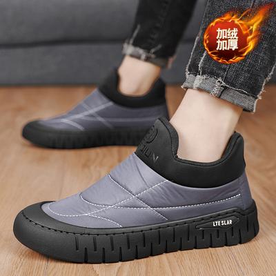 Men's Shoes Winter New Velvet Warm One-pedal Casual Cotton Shoes Men's Thick-soled Low-top Thickened Foot Snow Boots