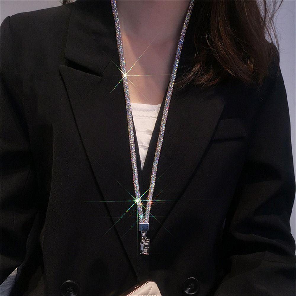 Rhinestone Lanyard Mobile Phone Lanyard Women's Luxury Diamond Pendant Long Neck Strap Anti-lost Sling Short Wrist Chain