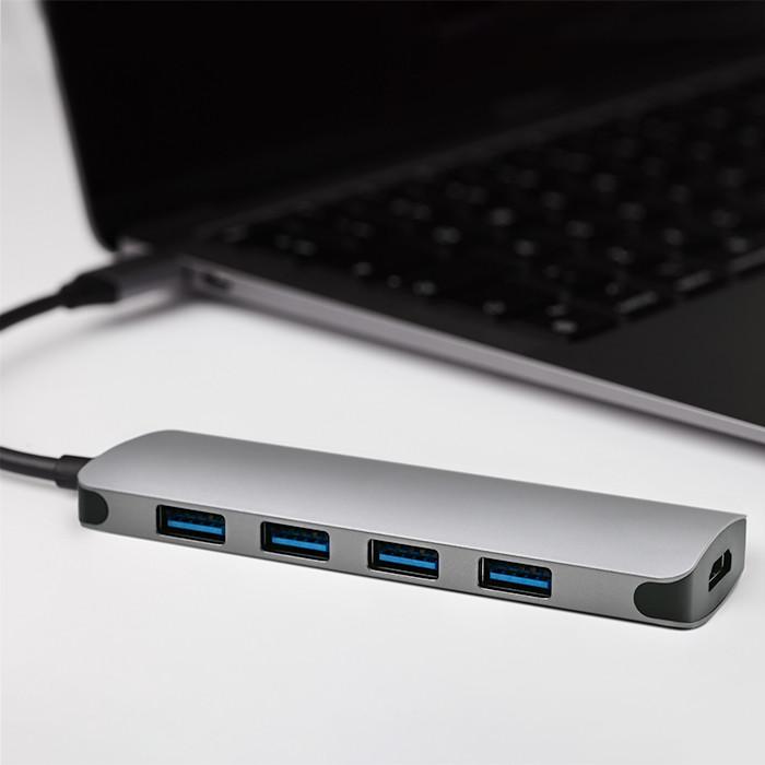 Adattatore Hub Qoltec USB-C 3.1 5 in 1 | 4x USB 3.0 | DC