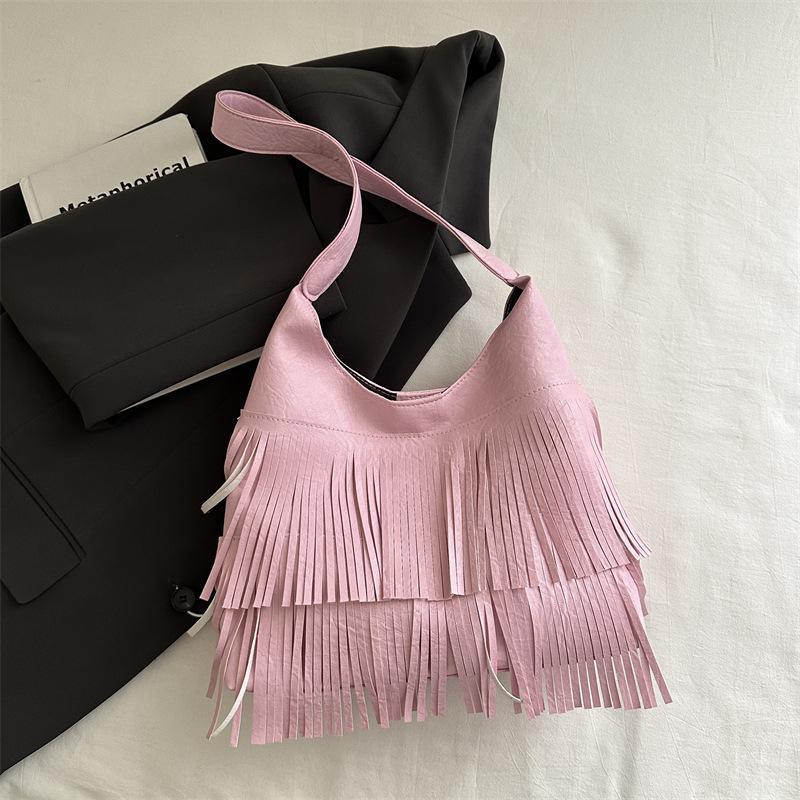Bag Women's 2025 New Tassel Bag Shoulder Bag Large Capacity Underarm Tote Bag