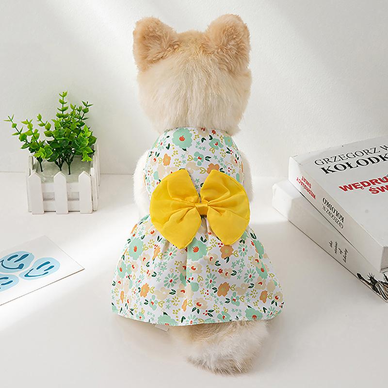 Hond Strik Bloemig Jurkje Schattig Zomer Ultra Dun Bloemige Fragmenten Patroon Teddy Bichon Hond Jurkje Zomer Huisdier Kleding Kat Kleding