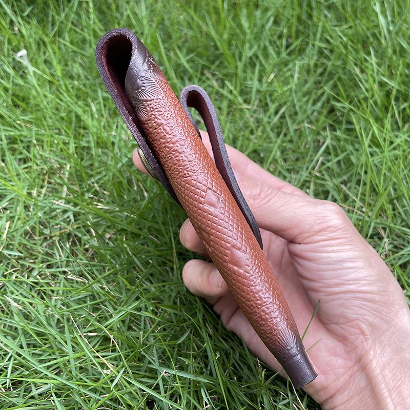 16 CM Foling Knife Holder Embossed Cowhide Scabbard Pocket  Knife Cover Leather Sheath Case  Camping Knife Holsters Belt Buckle