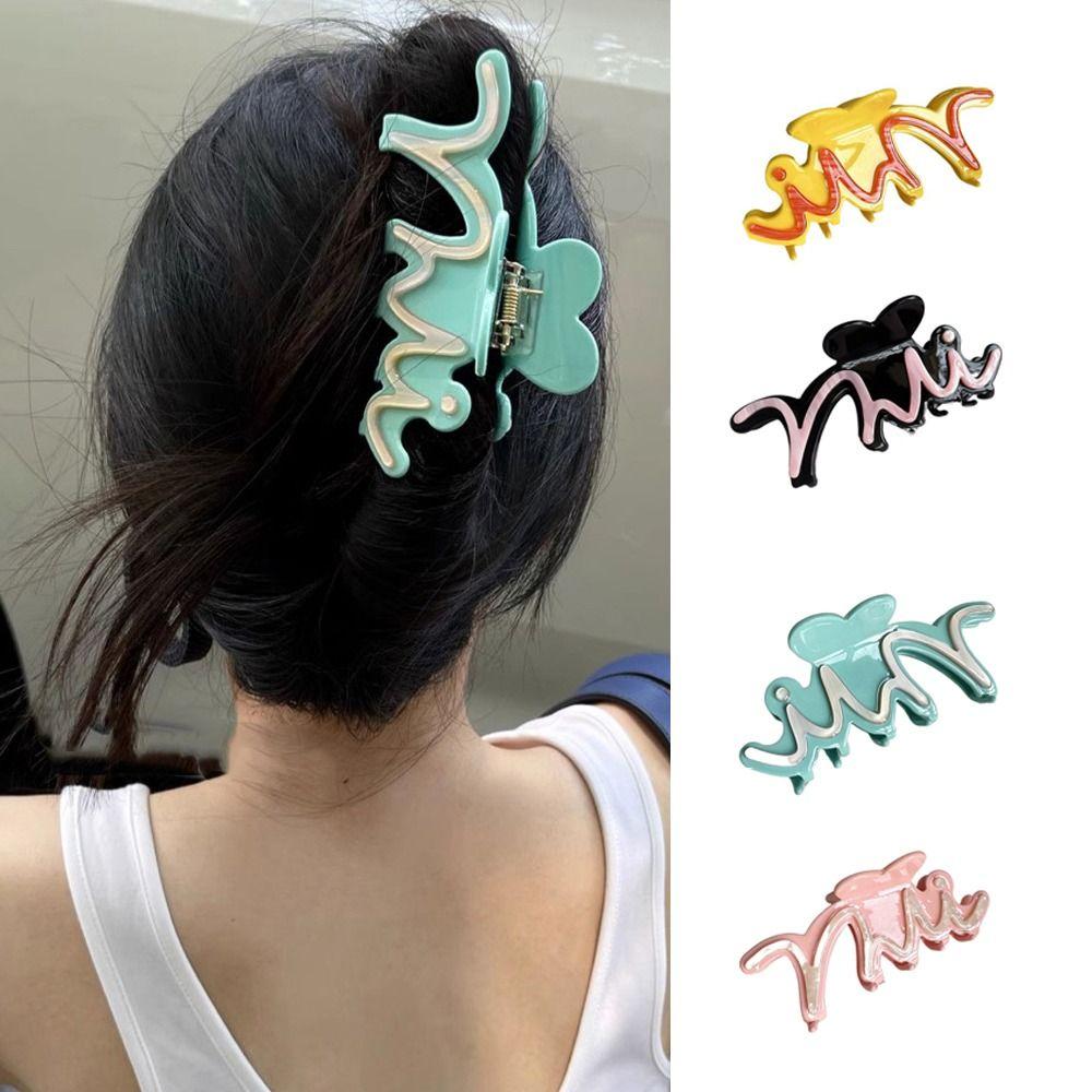 

Acetate Wave Shape Geometric Hair Claw Letter Letter Hair Clip Acetate Shark Clip Daily