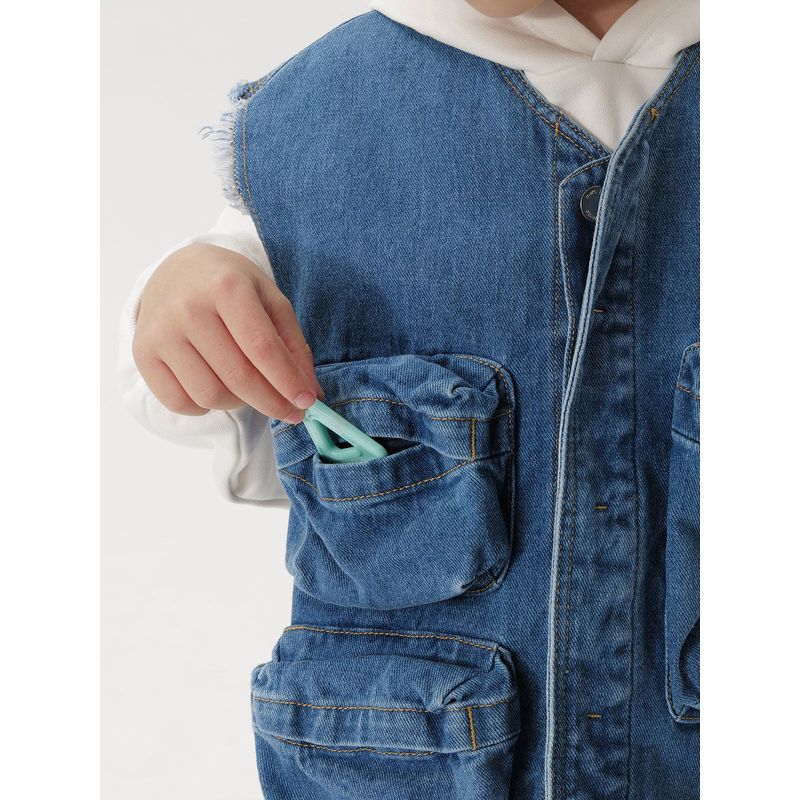 Mark Jenny Boys and Girls Multifunctional Pocket Denim Vest Children's Top 2026 Spring New Style 250066