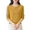 Damen Besticktes Rundhals Unterzieh-Top Modischer Und Stilvoller Langarm Altersreduzierender Einfarbiger Pullover