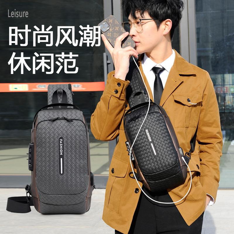 New fashion men's breast bag, casual sports versatile shoulder messenger women's bag, wear-resistant and anti-theft men's bag