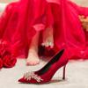 Maogu Satin Rhinestone Crystal Shallow Pumps Stiletto High Heel Luxury Women's Shoe 2024 Spring White Women Bridal Wedding Shoes