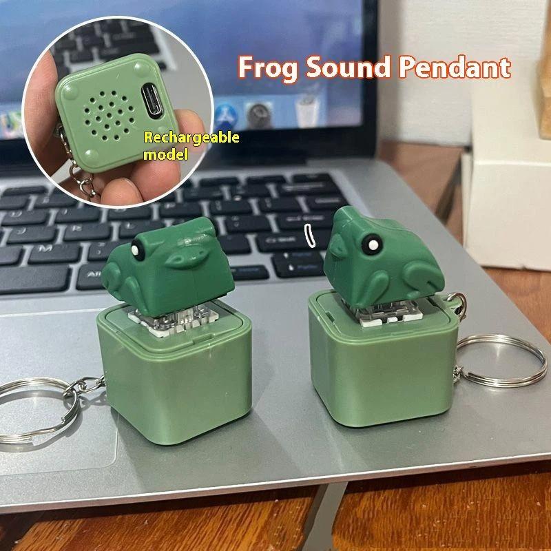 Funny Rechargeable Croaking Frog Keychain Duck Fidget Toy for Students Office Desktop Anxiety Relief Use