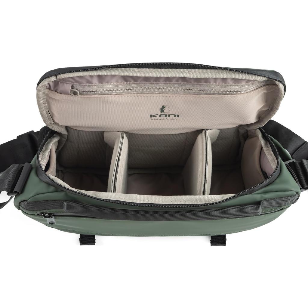 KANI Camera Bag Shoulder Compatible with Interchangeable Lens Waterproof 37 x 13 x Fits Includes Two Tripod Mountable Product 816337 TP-060M Green,