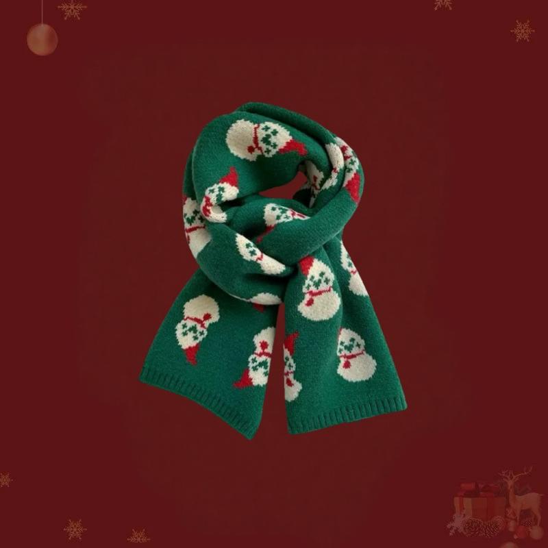 Fashionable Christmas Elk Snowman Scarf Warm Shawl Red Scarf Student Couple Christmas Gift Winter Warm Neck Protection Scarf