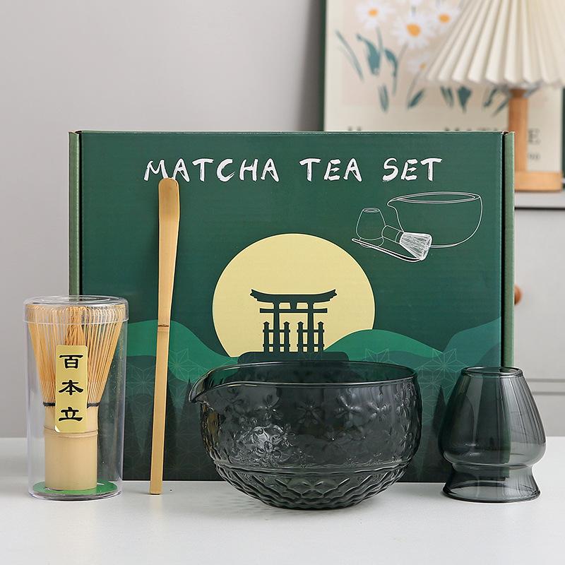 Japanese-style Glass Matcha Set, Matcha Bowl, Two-piece, Transparent, Tea Set, Matcha Whisking Tools, Tea Accessories, Gift