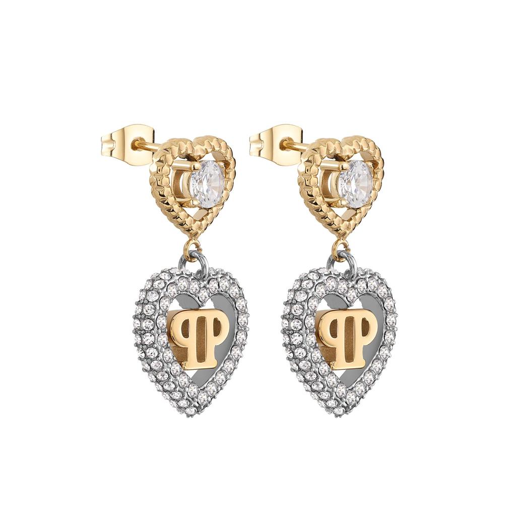 PLEIN Accessories Earrings Philipp Plein Jewelry ROCKED HEARTS PJZEA03EU ROCKED HEARTS IP Yellow Gold Pendant Earrings Yellow Gold Stainless Steel