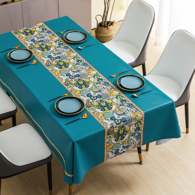 Nordic Ethnic Style PVC Tablecloth Waterproof, Oil Resistant, and Scald Resistant Rectangular Bohemian Tablecloth