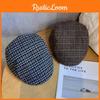 Checkered Beret Retro With Big Head Circumference Design For Autumn Winter Wear