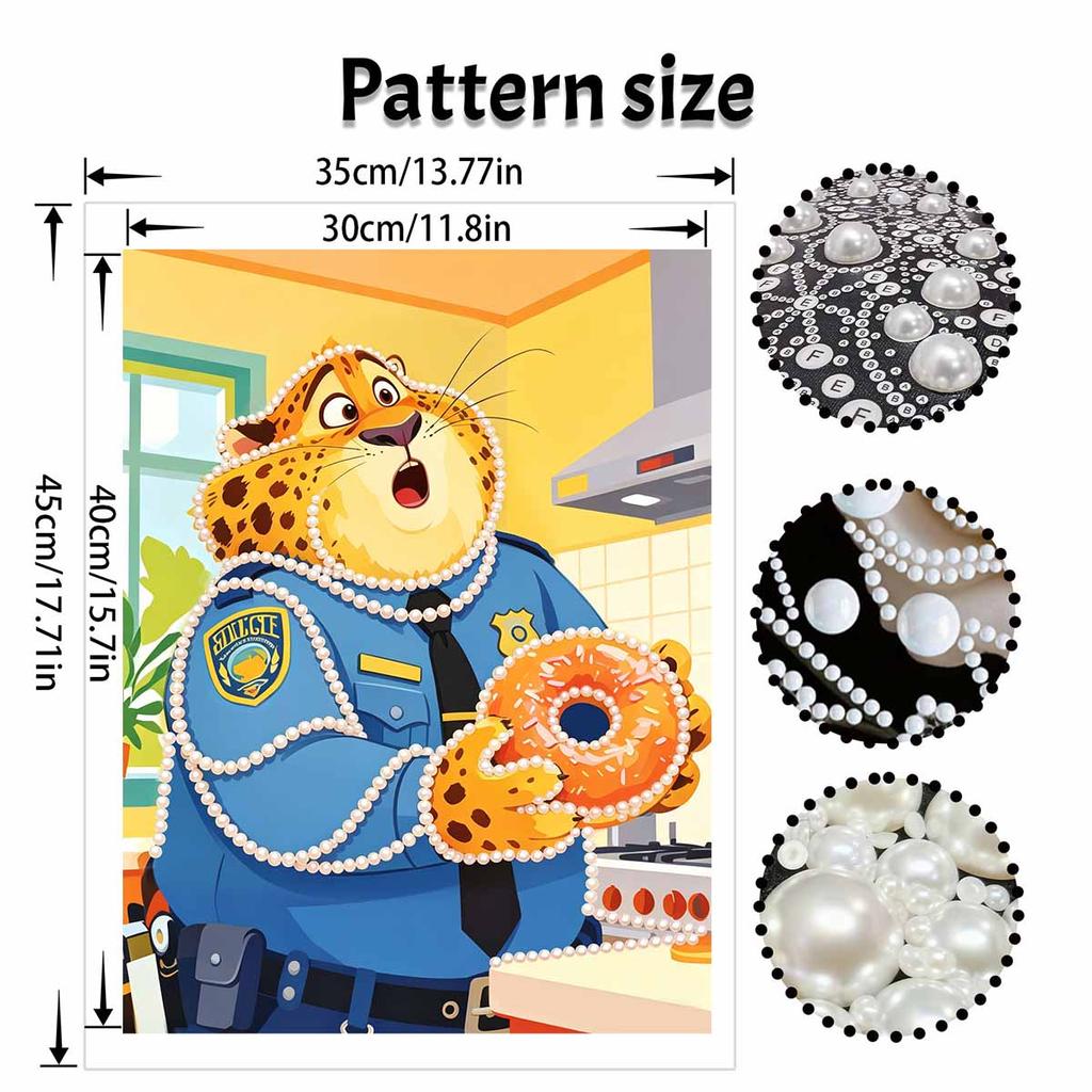 Disney Pearl Art DIY Kit Officer Clawhauser Zootopia  Pearl Gemstone Painting Home Wall Decor Craft