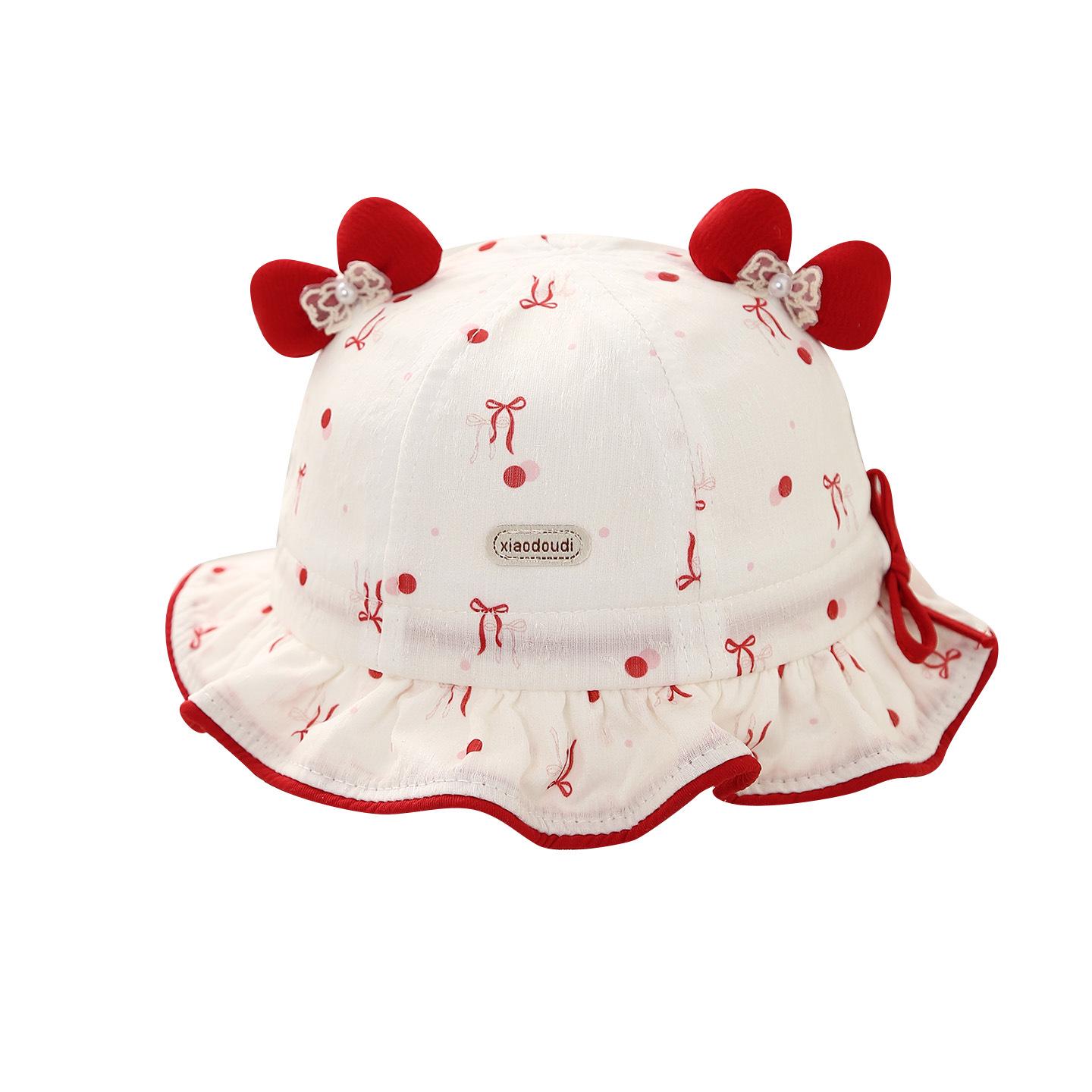 Spring & Autumn Thin Baby Girl Sun Protection Bucket Hat Purple Cute Knot Bucket Hat