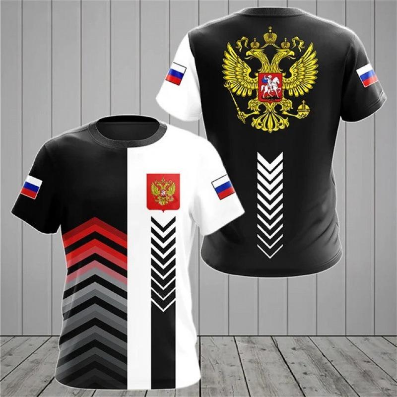 Flag Sports Style 3D Digital Printing Men's Fashionable Round Neck Short Sleeved T-shirt