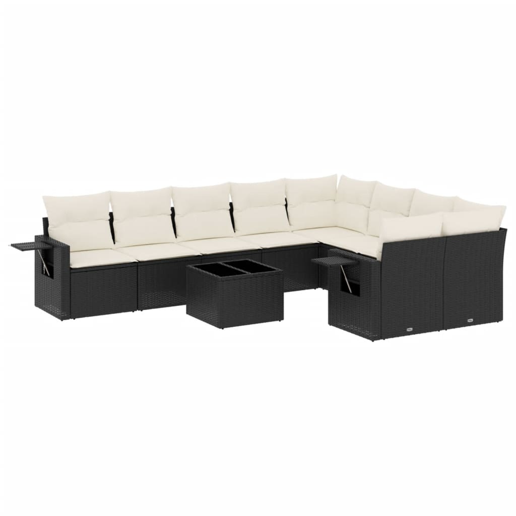 Vidaxl 10-Cz. Set da Giardino, Cuscini Rattan Nero Pe
