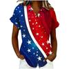 Womens Loose Fit Short Sleeve Printed Shirt Casual Vacation Style Collared Open Front Top