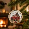 Festive Wall Hanging Christmas Acrylic Ornament, 2D Flat Double Side Printed Office Holiday Decorations Santa Snowman Pendant for Tree Window,