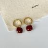 Maillard Autumn and Winter Light Luxury High-end Earrings Circle Women's Round Amber Earrings Retro Ear Clips Without Ear Piercings