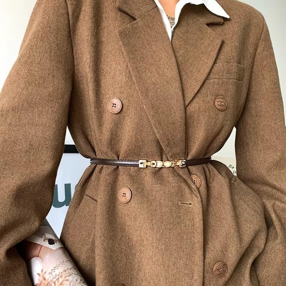 Solid Color Thin Women Belt PU Leather Decorative Waistband New Waist Chain for Dresses