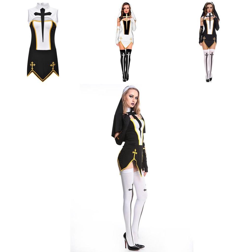 Eye-catching Naughty Nun Costume High Quality Black Fancy Dress For Women's Cosplay And Halloween