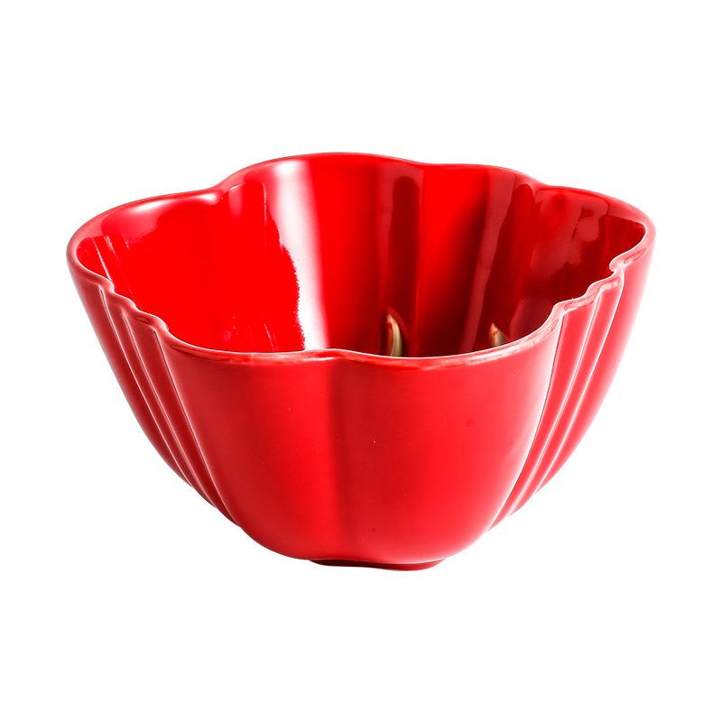 Tomato Ceramic Tableware: Tomato-Shaped Dinner Plates, Heart-Shaped Dessert Bowls, Festive Fruit Plate, Red Storage Jar.