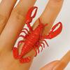 2Pcs Women Bracelet Ring 3D Simulated Crayfish Decor Bracelet Opening Adjustable Finger Band Jewelry Gift