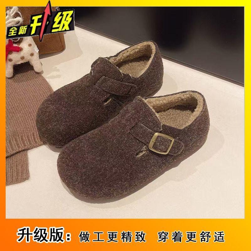 Теплые и нескользящие хлопковые туфли для женского сезона новые ретро круглый носок бархатные Birkenstock хлопковые туфли для женщин 40 2680₽