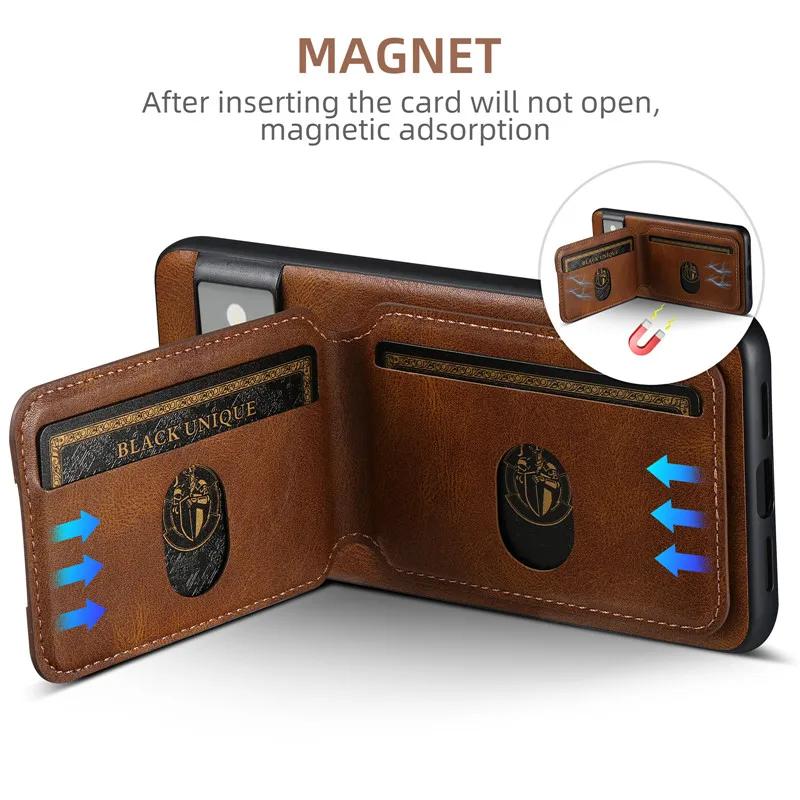 For Magsafe Flip Leather Wallet Card Case Google Pixel 9 Pro XL 8Pro 7A 6 Pro Shockproof Card Holder Pocket Cover Cases