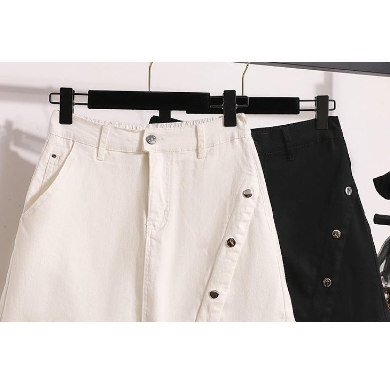DIMANAF Übergröße 2025 Lässige Damen Jeans Shorts Hosen Sommer Locker Basic Hohe Taille Hosen Elastischer Bund
