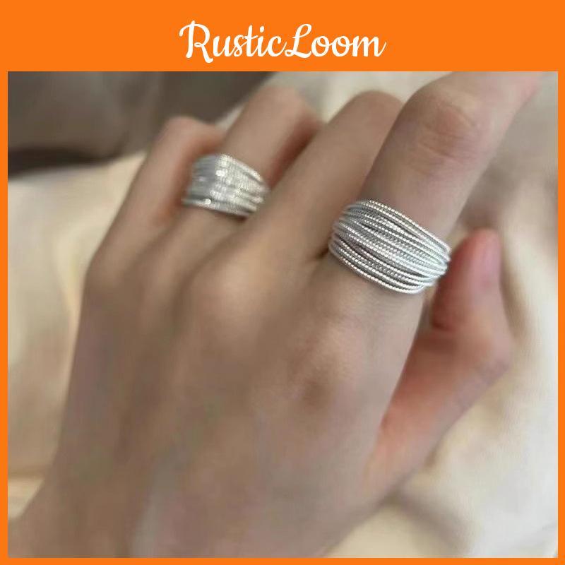 Fashionable Geometric Copper Ring With Shimmering Silver Threads Perfect For Stylish Women In 2024