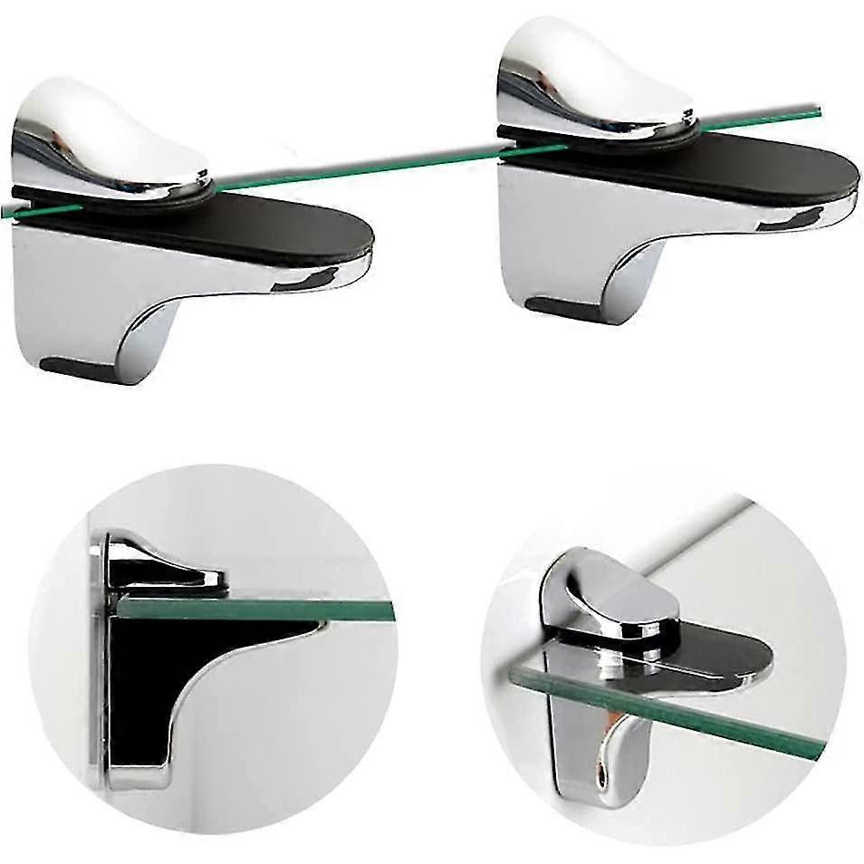 Adjustable Glass Shelf Bracket, 4 Pcs Glass Shelf Bracket, Wall Mounted Glass Clamp, Glass Shelf Bracket, For Glass Shelf - DD