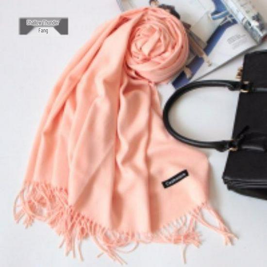 Women's Faux Cashmere Warm Scarf - Autumn/Winter Solid Color Korean Style Shawl