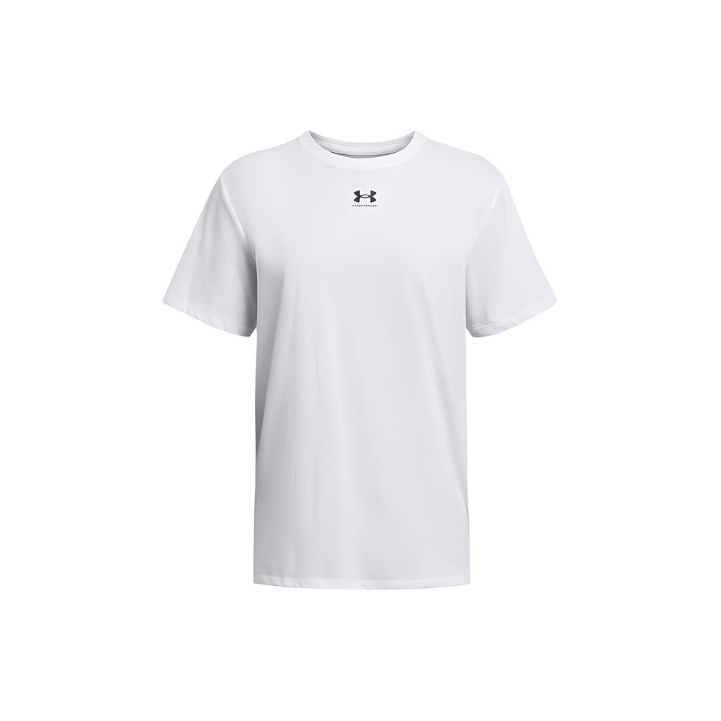 Under Armour Letter Logo Print Round Neck Pullover Short Sleeve T-Shirt Women Tops White 1387193-100