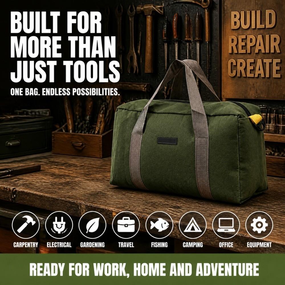 Wide Mouth Tool Bag Waterproof Storage Tote Multi-Purpose Tool Organizer Bag For Electricians