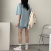 Women summer Casual Sports Loose Short Sleeve Top & Shorts Letter Printed Cotton Outfit  Two Piece Clothes Set