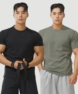 Beullaegmonseuteopis [2Pack] Plain Muscle Fit Modal Short Sleeve T-Shirt (4Color) (D Type)